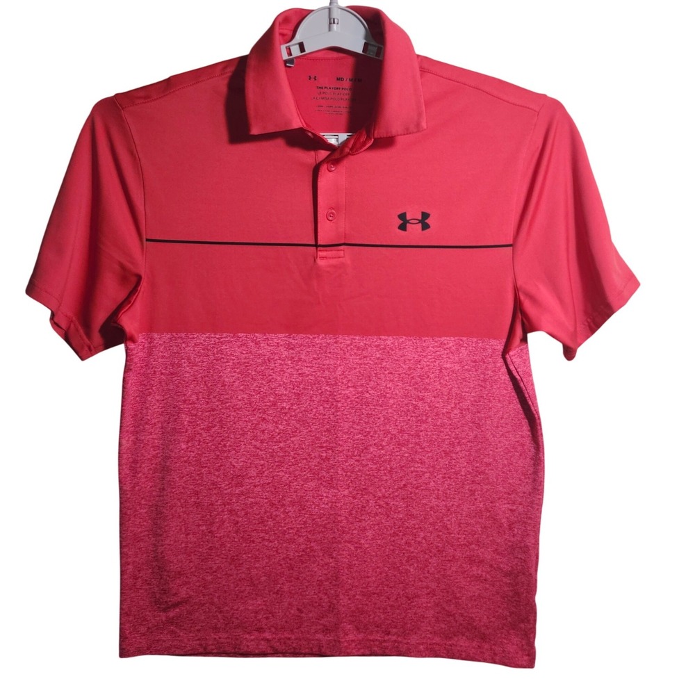 Under Armour Mens Playoff Polo Shirt Red Heathered Golf Performance Medium MD
